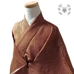 ☆1220 着物 袷 正絹 小紋 オレンジ 渦