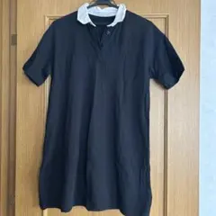 黒のポロシャツスタイル半袖ミニワンピース