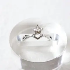 白水晶 星カット 天然石リング フリーサイズ H0525