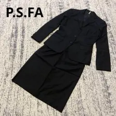 P.S.FA スカートスーツ セットアップ 黒 ビジネス オフィス ウール100のサムネイル