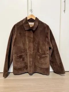 ブラウン フリースジャケット 前面ポケット付き