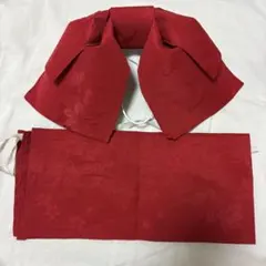 【値下げ】浴衣帯 作り帯 深赤色 花柄