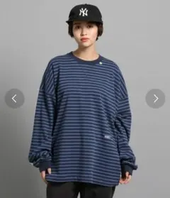 極美品 FAT ビックシルエットポケット付きボーダーロンT SKINNY(L) 極美品FAT ビックシルエット ポケット付きボーダーロンT SKINNY(L