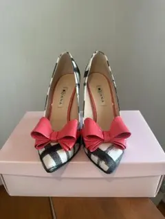 Diana チェック柄リボン付きパンプス