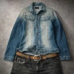 Y2K 色落ち デニムジャケット archive グランジ 短丈