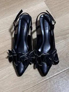 メニーリボンスリングバックパンプス ブラック Lのサムネイル