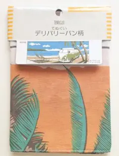 手ぬぐい フォルクスワーゲン風バス ヤシの木 海 イラスト セリア 未使用のサムネイル