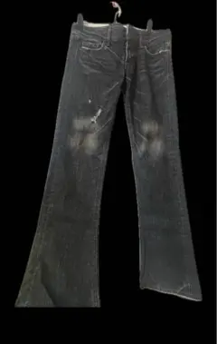 SLYダメージ加工 ダークグレー ブーツカットデニム y2k