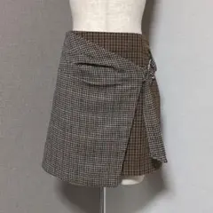 エヴリス チェック ツイード ラップ 風 スカート