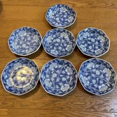 染付 八角小鉢 11cm 7客セット 花唐草 和食器