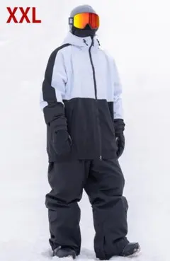 セール/スノーボード ウェア/上下セット/スノボー/黒×白/2XLサイズ