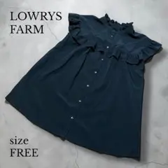 【LOWRYS FARM 】フリルブラウス 半袖 ブラック　Fのサムネイル