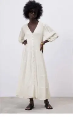 ZARA✴︎リネン素材七分袖✴︎ワンピース✴︎Sサイズ
