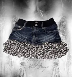 ヒョウ柄 デニム ミニスカート y2k