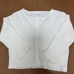 プチバトー　ホワイトリブ編みカーディガン18m