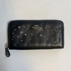 COACH ブラック 長財布 スタッズ装飾