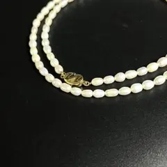 極美品✨ パールネックレス ライスパール シルバー刻印 バロック 淡水真珠