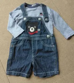 美品　ミキハウス　ダブルビー　ベビー　70 80 デニム　Tシャツ　ネイビー