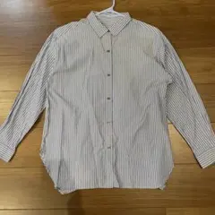 【GLOBAL WORK】ストライプシャツ/ブルー/Mサイズ/長袖のサムネイル