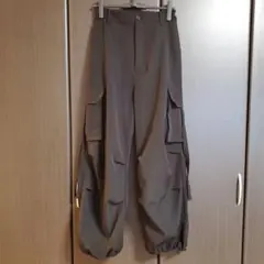 リル lill ワイドスラックスカーゴパンツ ポケット M 黒 ワークパンツ