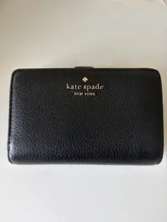 kate spade 黒 レザー 二つ折り財布