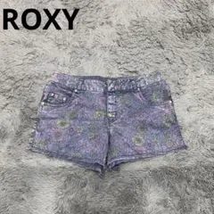 ロキシー ROXY 花柄 デニムショートパンツ アジャスター付 レディース M