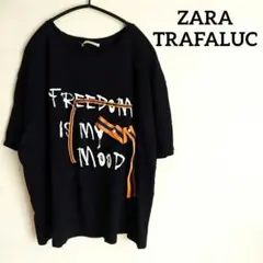 ZARA TRAFALUC♡ザラ　 Tシャツ 　綿　コットン　黒　リボン　パール