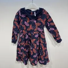 mararook 花柄 長袖ワンピース ネイビー