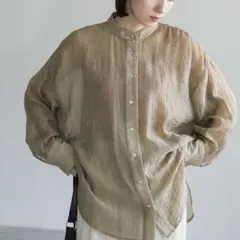 select MOCA クリンクルシアーバンドカラーオーバーシャツ