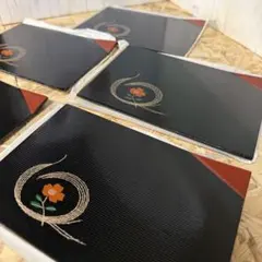 【お正月に◎】越前塗♡椿とススキが上品な銘々皿♡和モダン 5枚セット取り皿♡