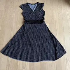 BB Aroma ネイビー ホワイトドット ラップドレス