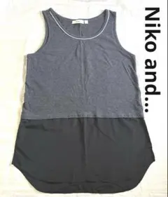 niko and... タンクトップ ノースリーブ グレー×ブラックのサムネイル