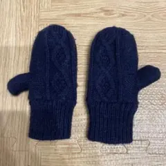 H&M ベビー用ニットミトン ネイビー ケーブル編み