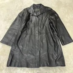 MIA CARNA レザーコート M ベージュ ファー襟 ベルト付 本革 高級感 