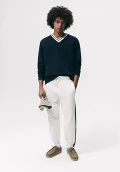 ★新品未使用 ZARA コントラスト リブ スウェット シャツ