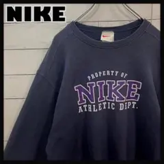 1【人気Lサイズ】ナイキ☆90's 刺繍センターロゴ 白タグスウェット7017