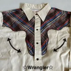70s ヴィンテージWrangler ウエスタン シャツ USA製 美品!のサムネイル