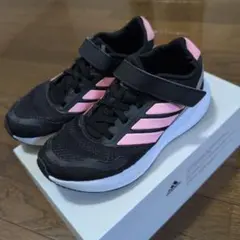 adidas キッズスニーカー ブラック/ピンク ベルクロ20cm