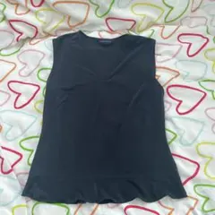 ANNE KLEIN ノースリーブ　Tシャツ 黒　M 日本製 Vネック