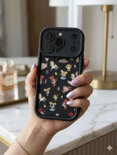 パワーパフガールズ iPhone17／Proケース ブラック 総柄