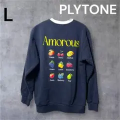 新品 未使用 定価3190円 PLYTONE ネイビー L トレーナー プリント