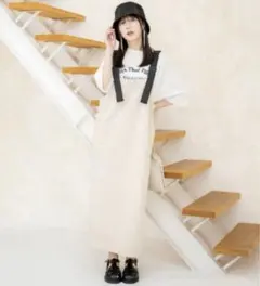 しまむら×三原羽衣 ジャンパースカート ジャンスカ アイボリー M