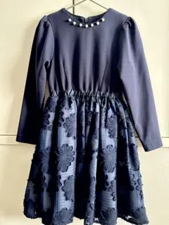 フォーマル　ネイビー 長袖ドレス 120