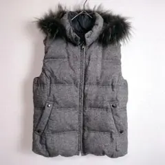 ダウンベスト 9(M) コムサデモード リバーシブル カシミヤ混 グレー系 古着