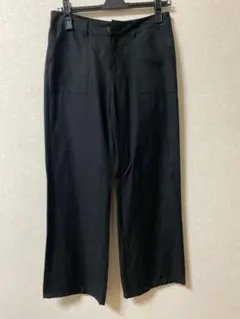 COMME CA ISM 麻混ブラック カジュアルパンツ L 一度、短時間の使用のサムネイル
