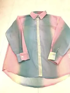 グラデーション シースルー 長袖シャツ