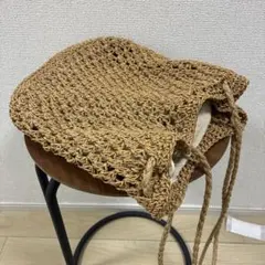 ストロー メッシュ かごバッグ ベージュのサムネイル
