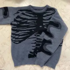 SHEIN メンズ Y2k メンズライク ニット セーター グレー ブラックのサムネイル