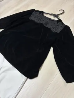 Zara ベロア　レース　7部丈　黒のサムネイル