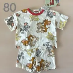 トムとジェリー　パジャマ上下セット　メッシュ　総柄　80 新品